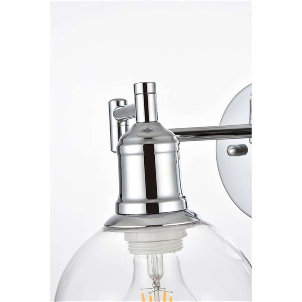 Living District Davian 1-Light Metal/Glass Swing Arm Wall Sconce in Chrome/Clear