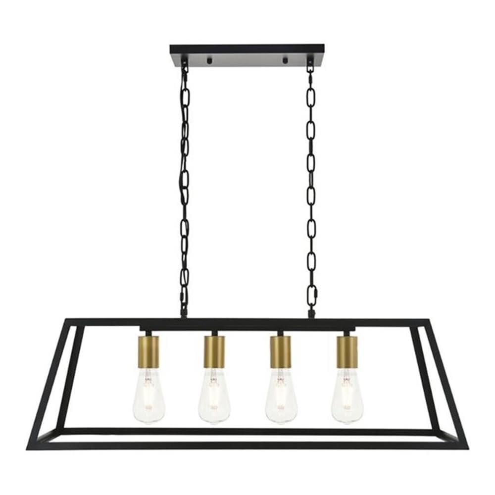 Living District Resolute 4-Light Metal Pendant in Brass/Black