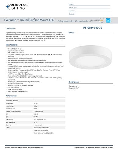 Everlume Collection White 5'' Edgelit Round Flush Mount