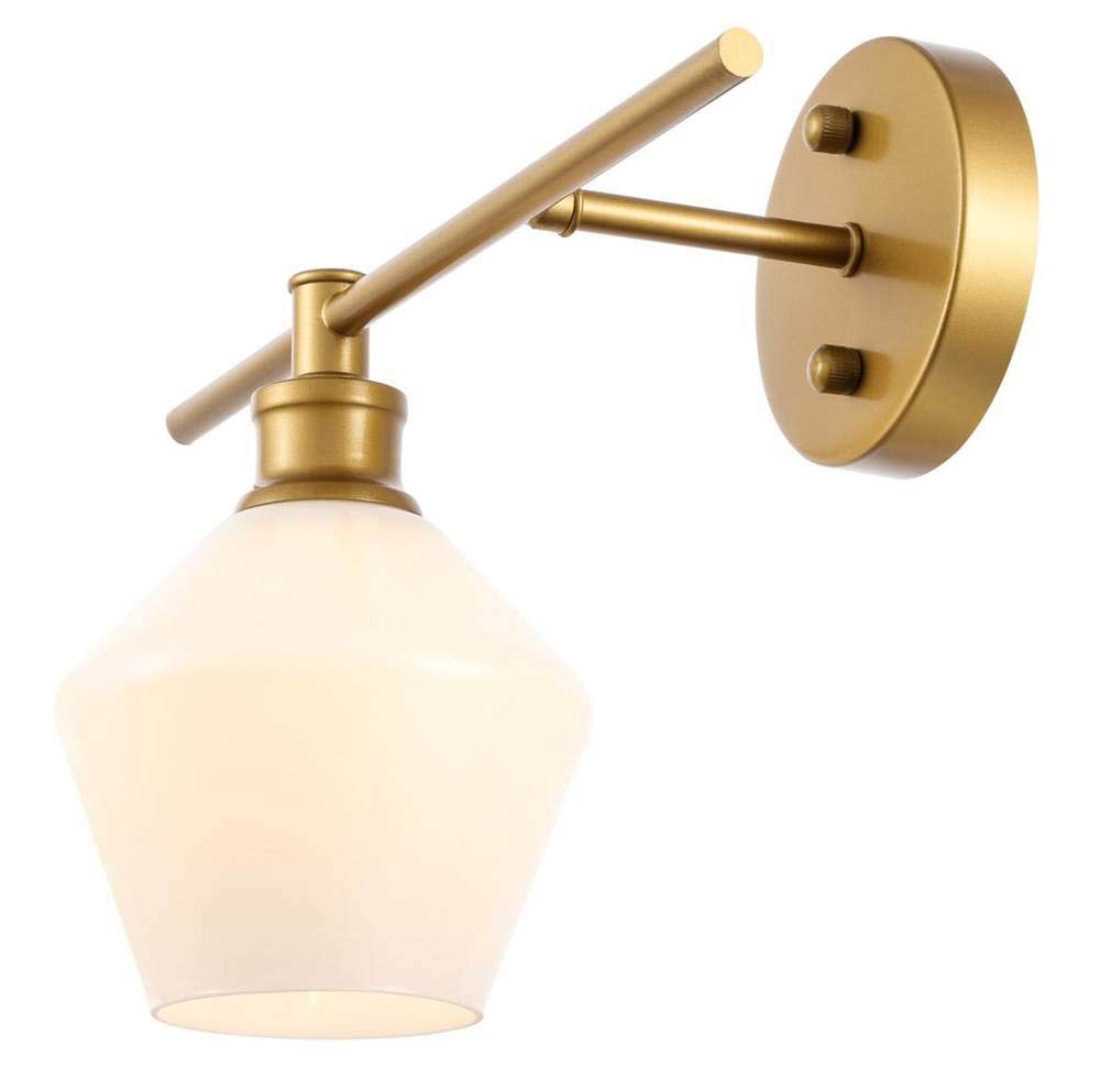 Living District Brass Wall Sconce With Frosted White Glass - 1 Light Fixture