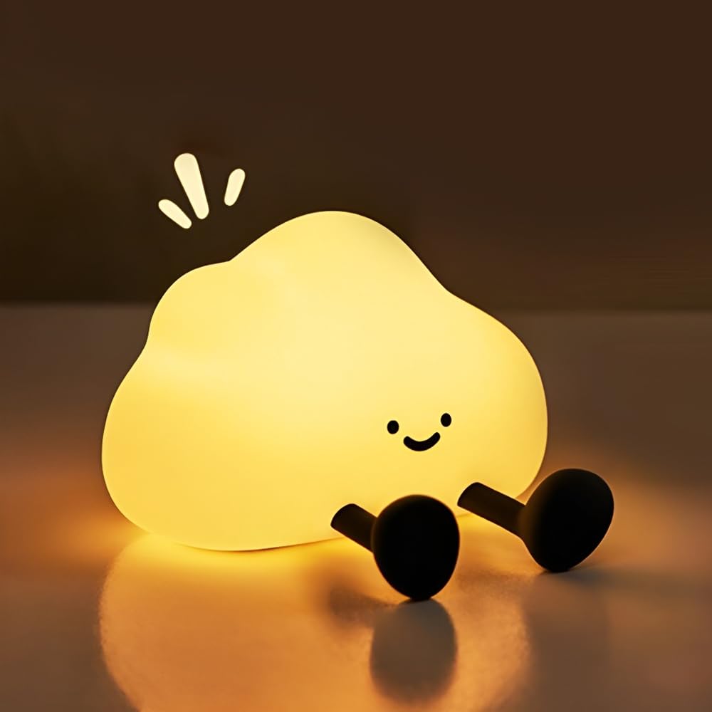 S NMT Cute Cloud Night Light Silicone Nursery USB Rechargeable Christmas Sleeping Bedside Lamp Touch Sensor Nightlights for Bedr