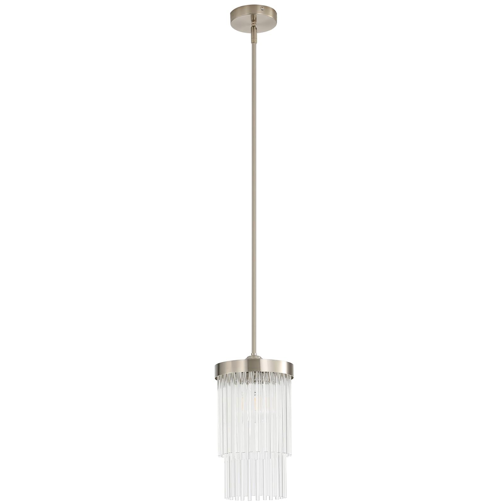 Modern Pendant Light Fixture for Kitchen Island  Elegant Brushed Nickel Glass Crystal Hanging Light Fixtures  Mini Over Island Lights for Dining Room Foyer Sink Hallway  1-Pack