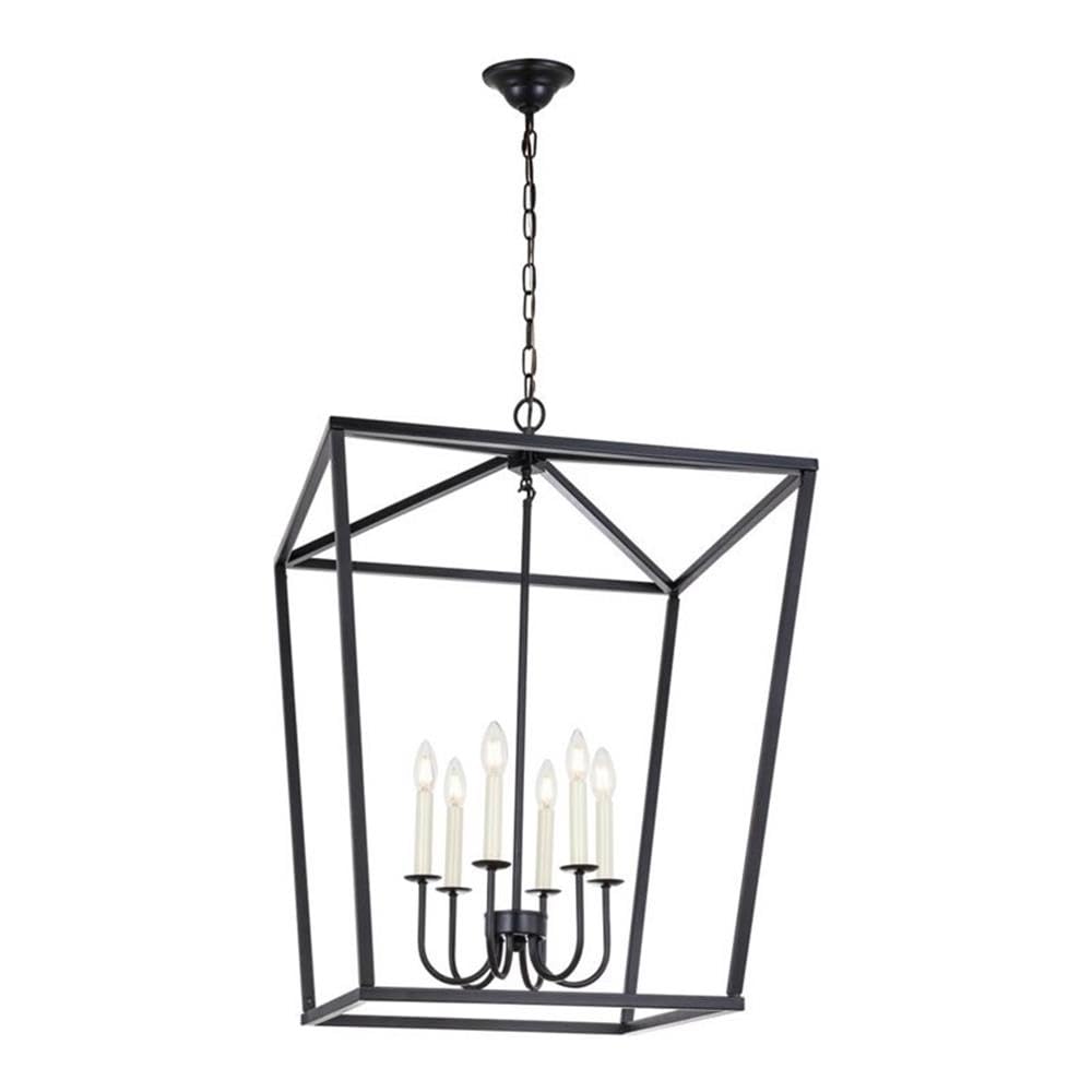 Living District Maddox 6-Light Black Metal Chandelier - Modern Ceiling Fixture