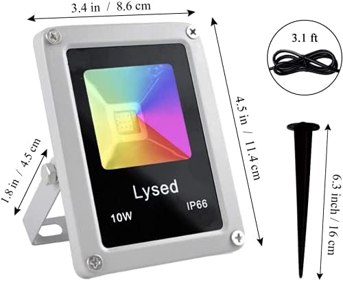 Lysed 10W RGB Outdoor Spotlight, Color Changing, Low Voltage 12V, Waterproof, 8 Pack