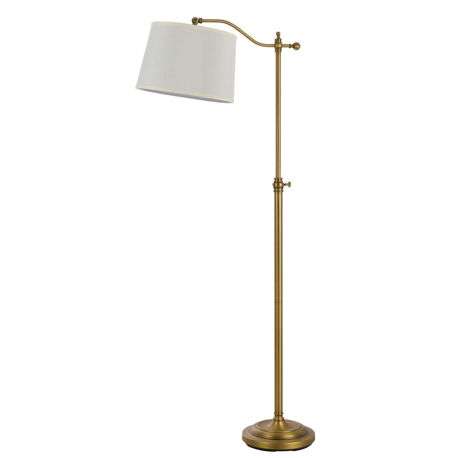 HomeRoots Adjustable Traditional Floor Lamp, 63 in., Metal, White Shade, Bronze
