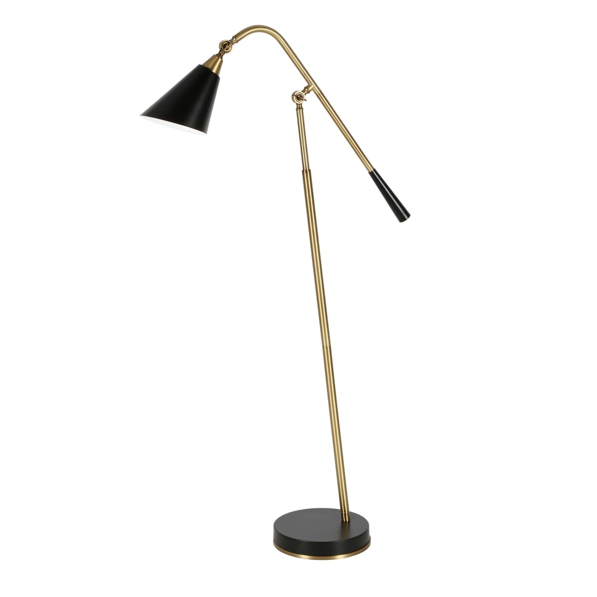 Homeroots 52&quot; Black Metal Swing Arm Floor Lamp With Cone Shade - Stylish Lighting Fixture