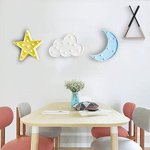 AUSAYE Decorative LED Night Light Crescent Moon Star Cloud Lamp, Plastic, Model 7230, Color A, Room Decor for Kids and mature-themeds