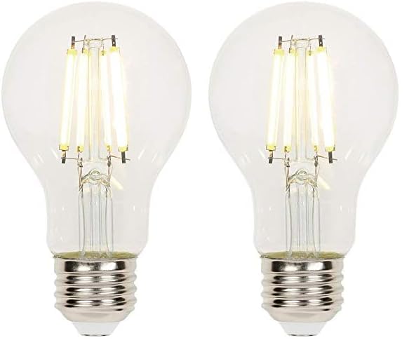 Westinghouse 5316500 6.5 Watt (60 Watt Equivalent) A19 Dimmable Clear Filament LED Light Bulb, Medium Base, Single (Pack of 2)