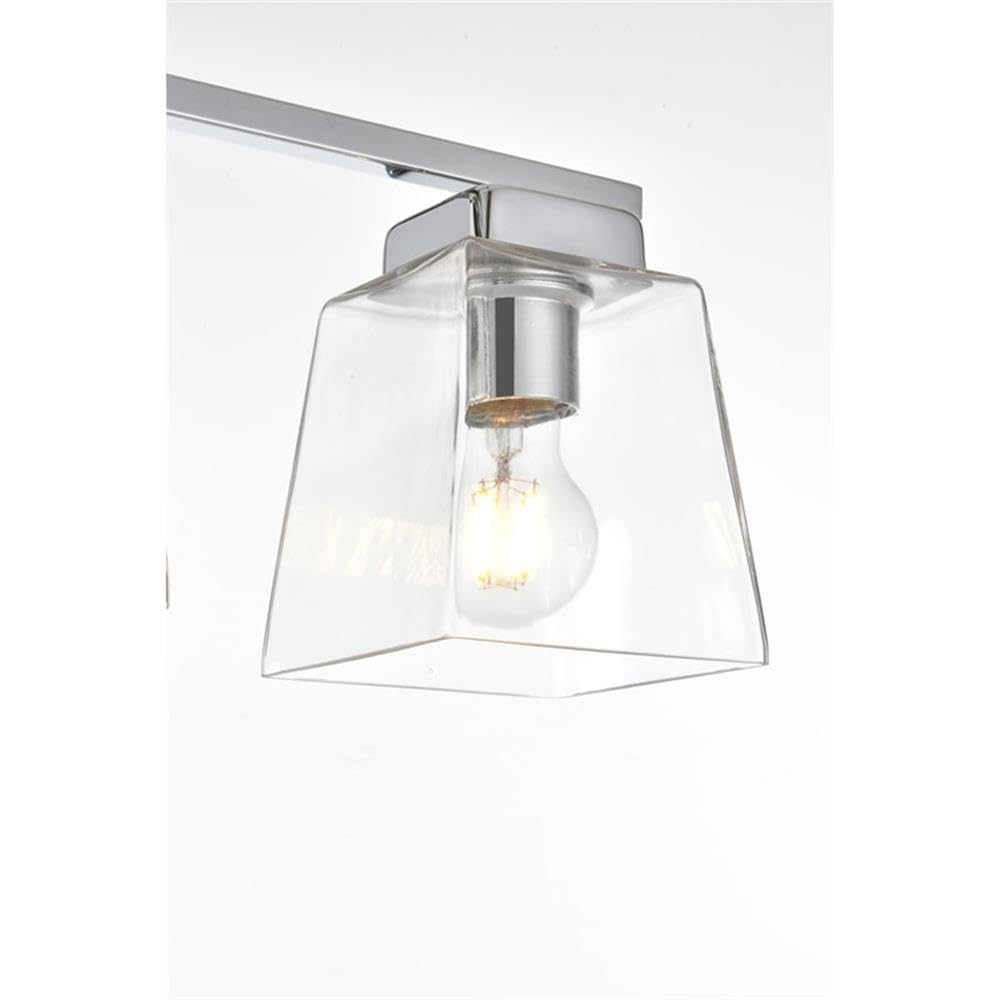 Living District Merrick 4-Light Iron & Glass Bath Sconce in Chrome/Clear