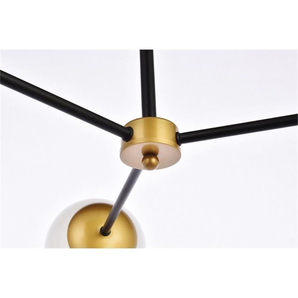 Living District Briggs 3-Light Metal Pendant w/White Shade in Black and Brass