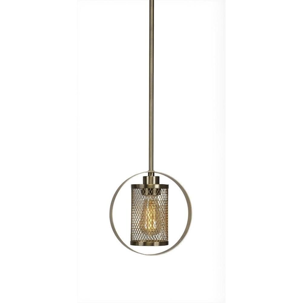 Toltec Lighting 1602-Nab-Led18A Infinity 1 Light Stem Pendant Amber Antique Led Bulb