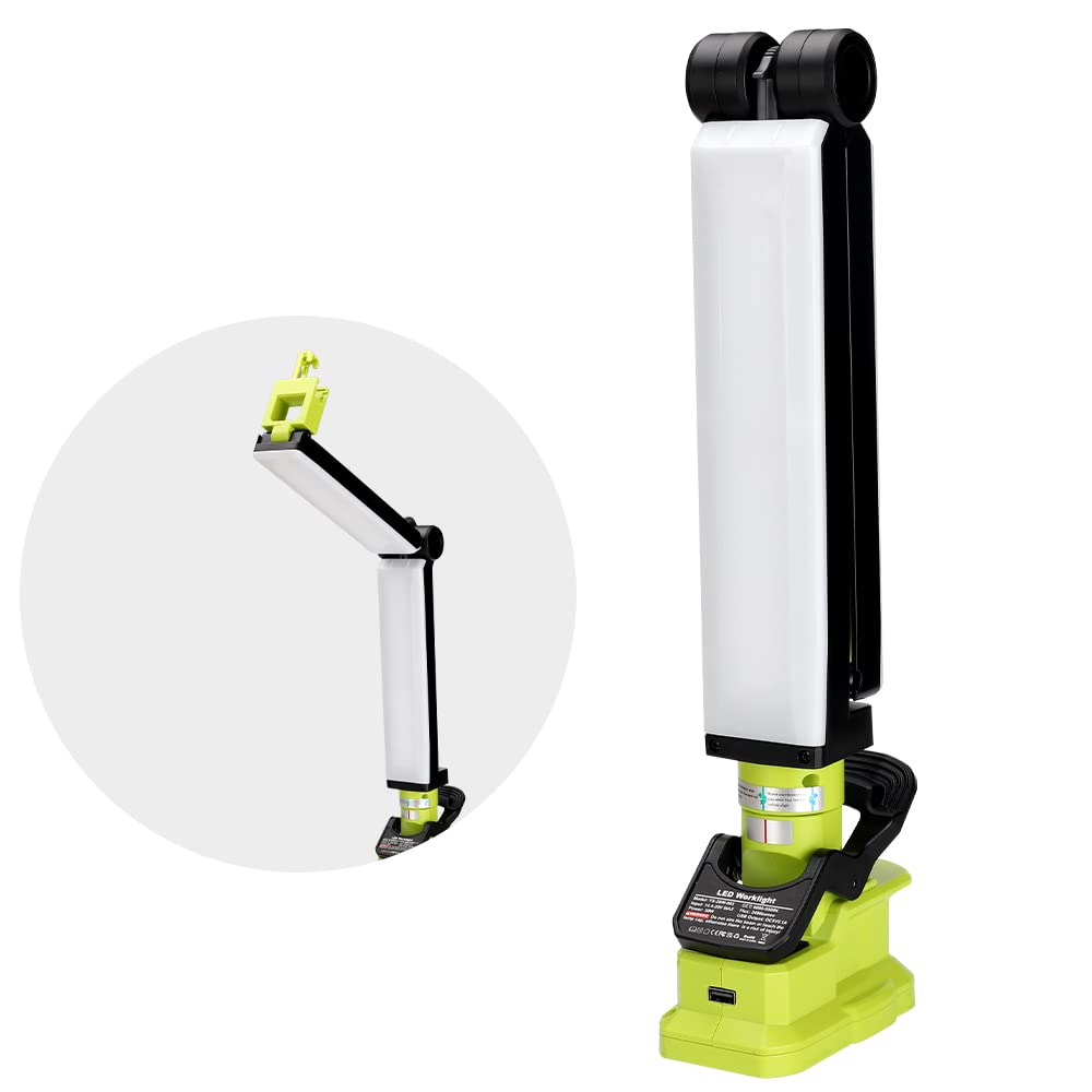 Choerinton Light 2400LM Work Light Compatible with Ryobi 18V Battery LED Work Light Rechargeable Jobsite Light Rotating Flashlig
