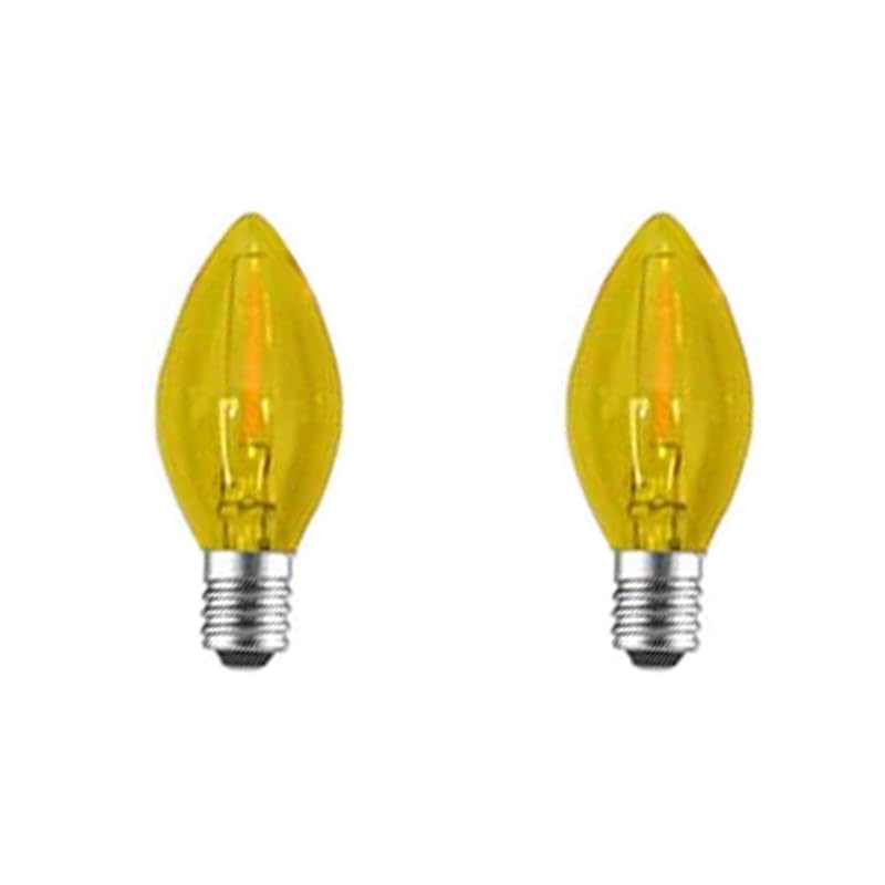 Venusop 2 Pack C7 Yellow Led Replacement Christmas Light Bulbs,E12 Candelabra Base, Shatterproof Plastic, For Christmas Outdoor