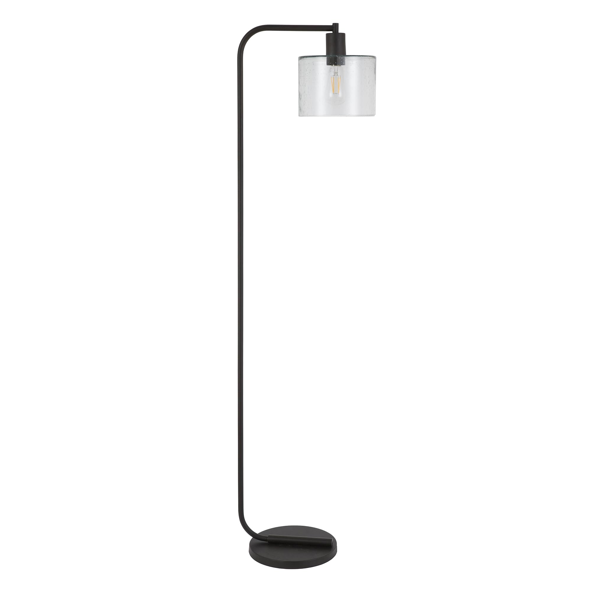 Cadmus 57'' Tall Floor Lamp With Glass Shade In Blackened Bronze/Seeded