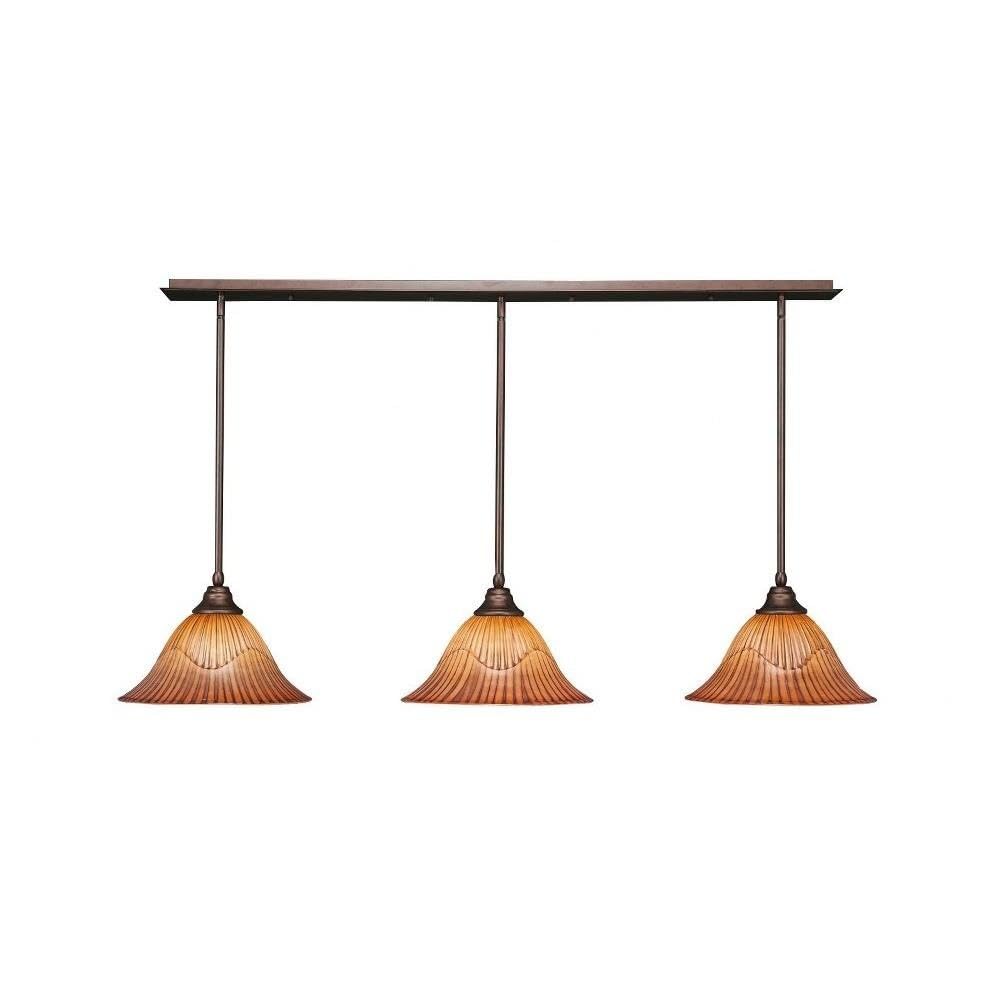 Toltec Lighting 3 Light Linear Pendalier in Bronze (48-BRZ-58319)