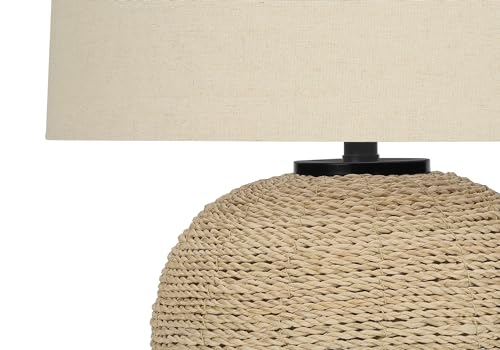 Monarch Specialties I 9713 Lightingtable Lamp, Rattan, Beige Shade, Transitional