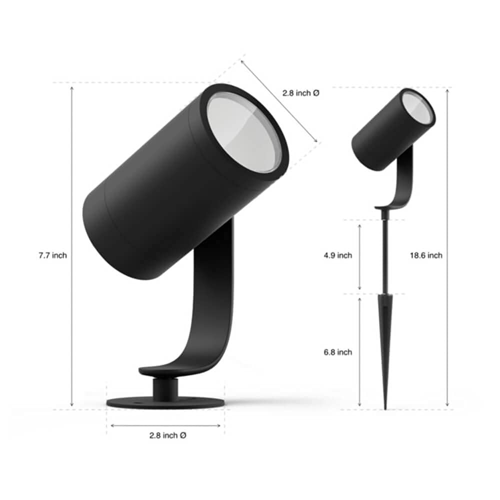 Philips Hue Lily Outdoor Smart Spot Light Kit - White & Color Ambiance, Low Voltage, Weatherproof, 3 Pack, Model 1746730V7