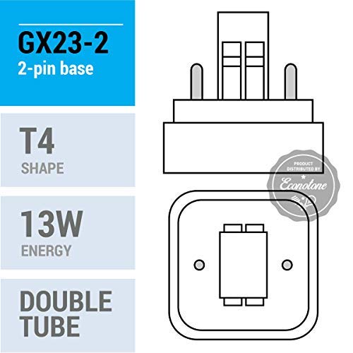 4 Pack 13-Watt Double Tube 2 Pin (Gx23-2) Base - 2700K Cfl-Plug-In Replacement For Sylvania 21117/20691 Cf13Dd/827/Eco - Ge 9758