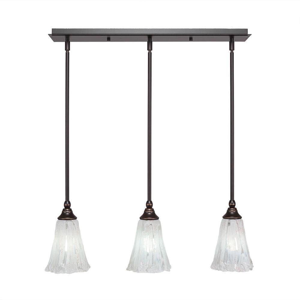 Toltec Lighting 25-Dg-729 3 Light Multi-Light Mini Hang Straight Swivel Pendant With Fluted Italian Ice Glass, 5.5&quot;, Dark Granite