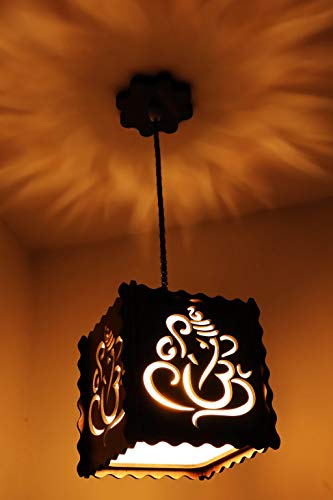 US DZIRE - THE BRAND OF LIFESTYLE 509 Ganesh ji Ceiling Light Wooden Pendant Lamp shade (With 15w Bulb) Hanging For Home | livin