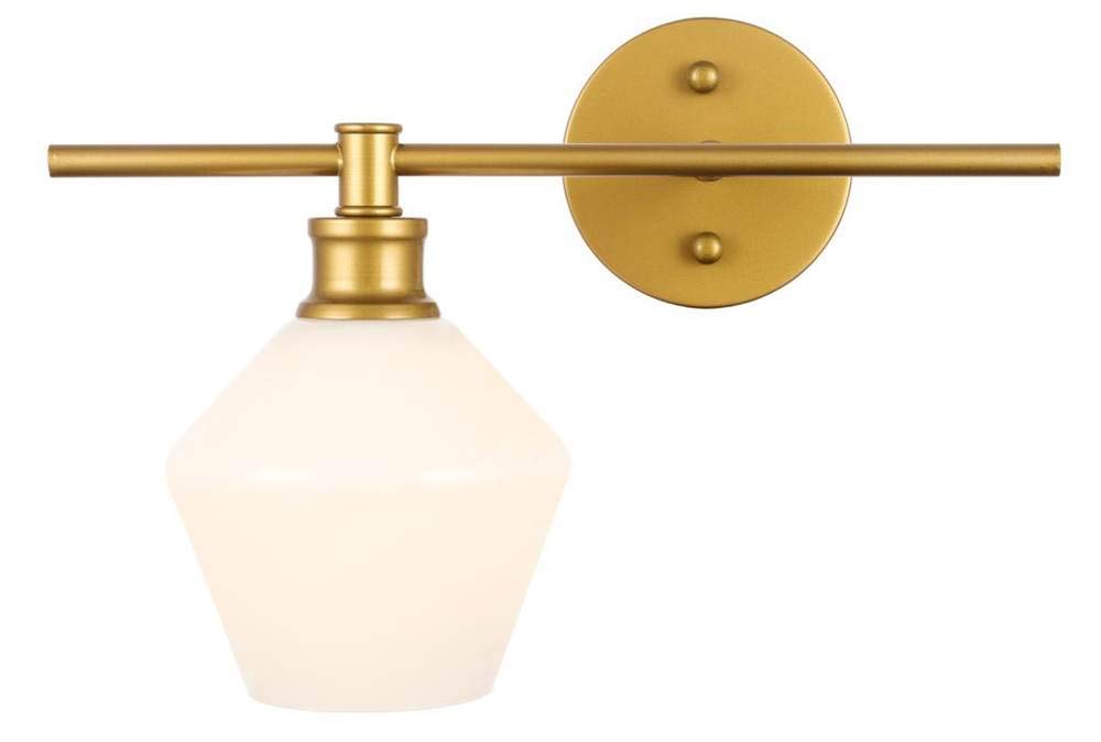 Living District Brass Wall Sconce With Frosted White Glass - 1 Light Fixture