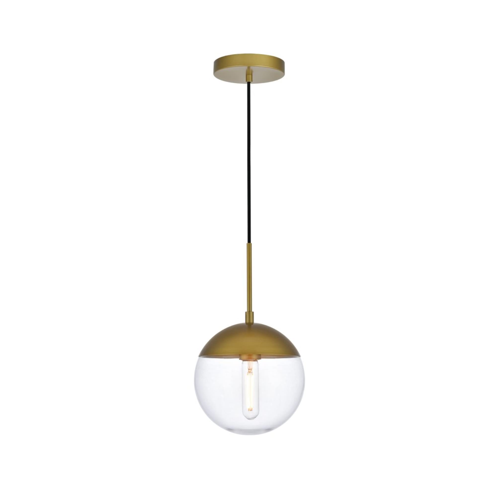 Living District Eclipse 1 Light Brass Pendant with Clear Glass