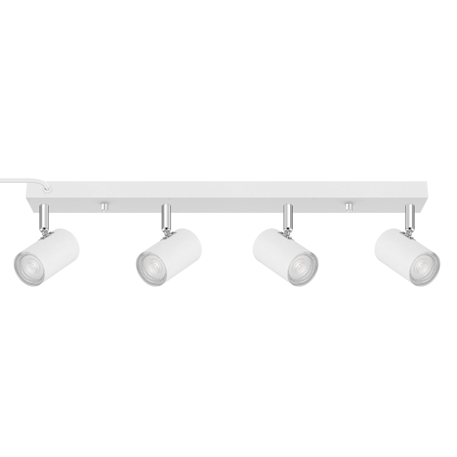 BoostArea LED Track Lighting Ceiling Fixtures, White 4-Light Plug in Track Lights for Kitchen, 4 Way Ceiling Spotlight, 15 FT Co