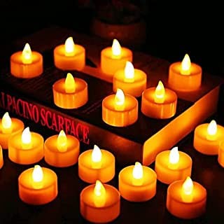 Rudraksh LED Battery Operated Tealight Candles for Diwali Decoration (Yellow) -Set of 12