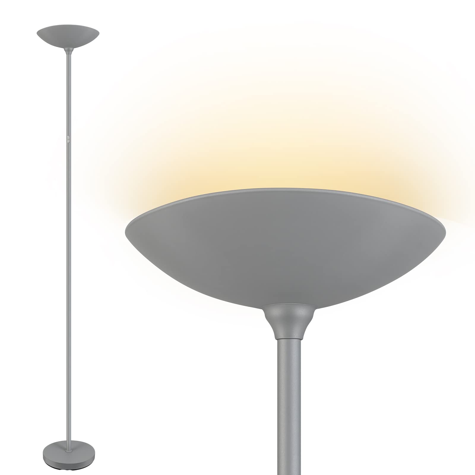 Floor Lamp, Standing Lamp, 20W 2000LM LED Torchiere Floor Lamp, Stepless Dimmable, Touch Control, 3000K Daylight, 50000hrs Lifes