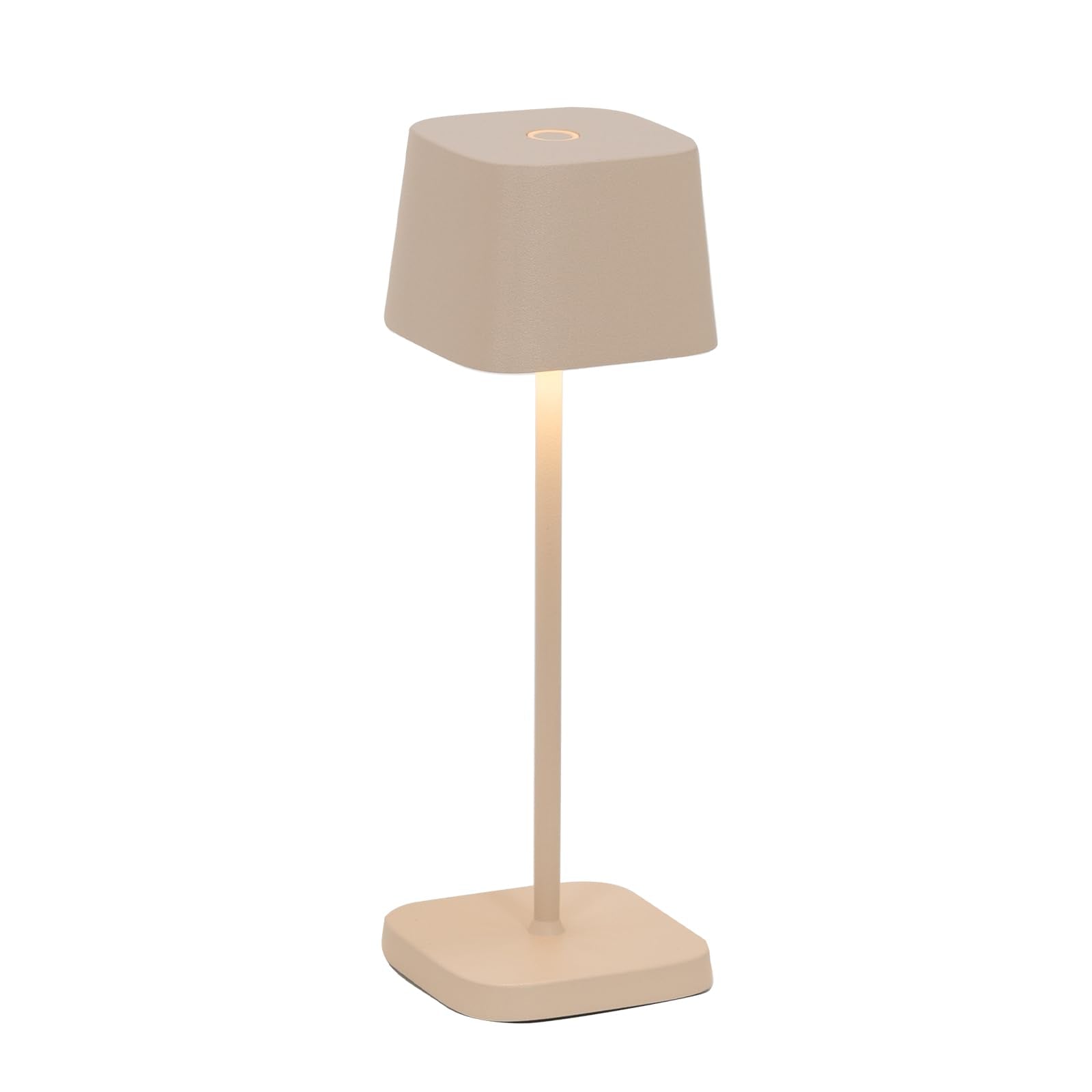 Zafferano Ofelia Micro Lamp - Rechargeable Cordless Table Lamp, Touch Control, 7.9in Height, Sand Color, Aluminum, Model LD1880S3