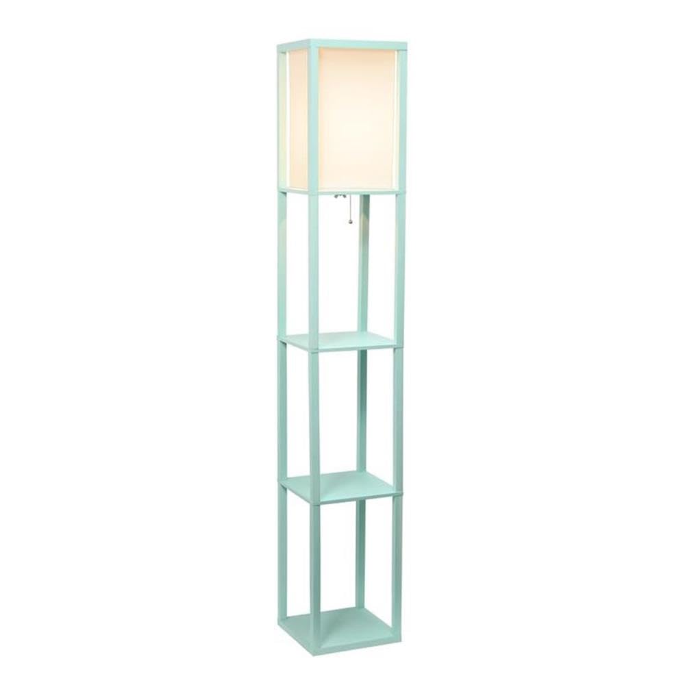 Lalia Home Aqua Column Shelf Floor Lamp With Linen Shade - Stylish Lighting For Any Space