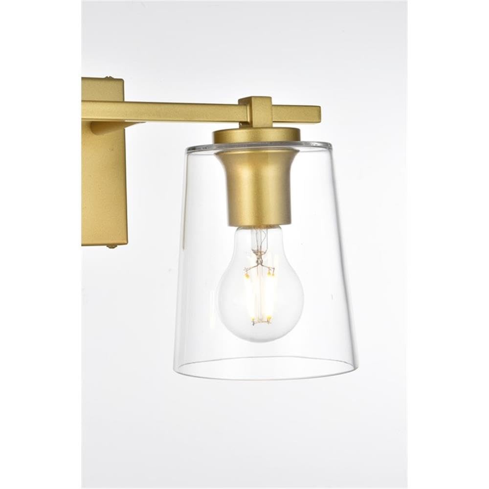 Living District Kacey 2-Light Iron & Glass Bath Sconce In Brass/Clear