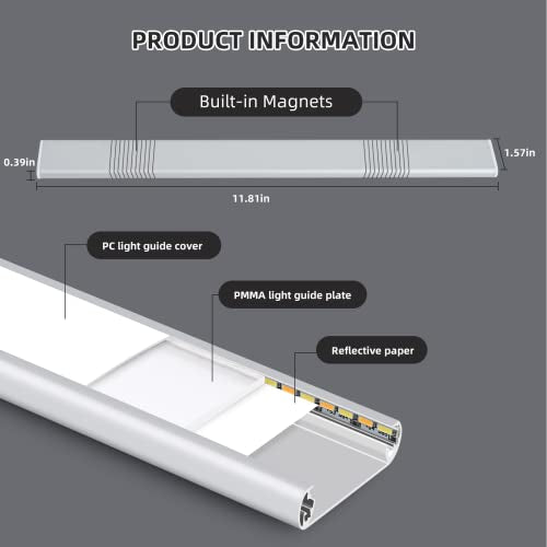 Bepojoy Under Cabinet Lights, 1 Pack 12 Inch Wireless Motion Sensor Light Indoor With 54 Led And 3 Colors Dimmable, Rechargeable
