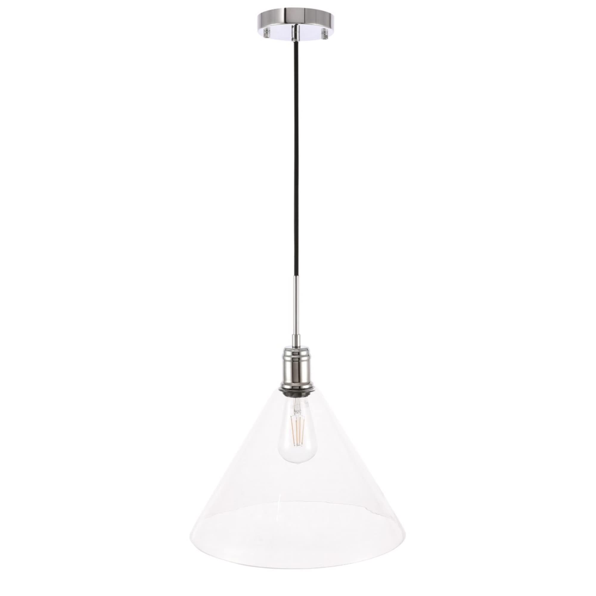 Living District Hugh 1 Light Chrome And Clear Glass Pendant