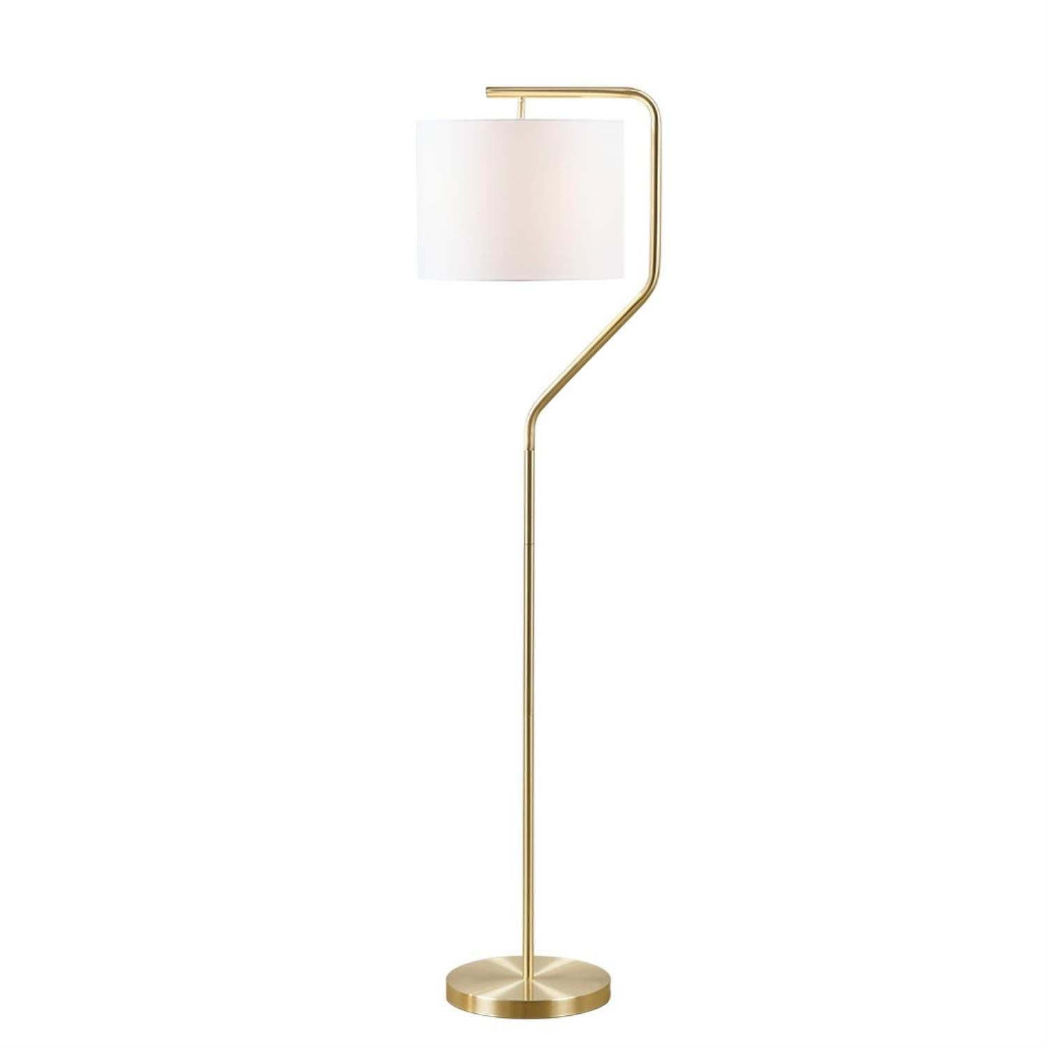 Hampton Hill Angular Corner Floor Lamp - 60 Gold Metal Stand, Linen Shade, Foot Switch, Model Fb154-1164