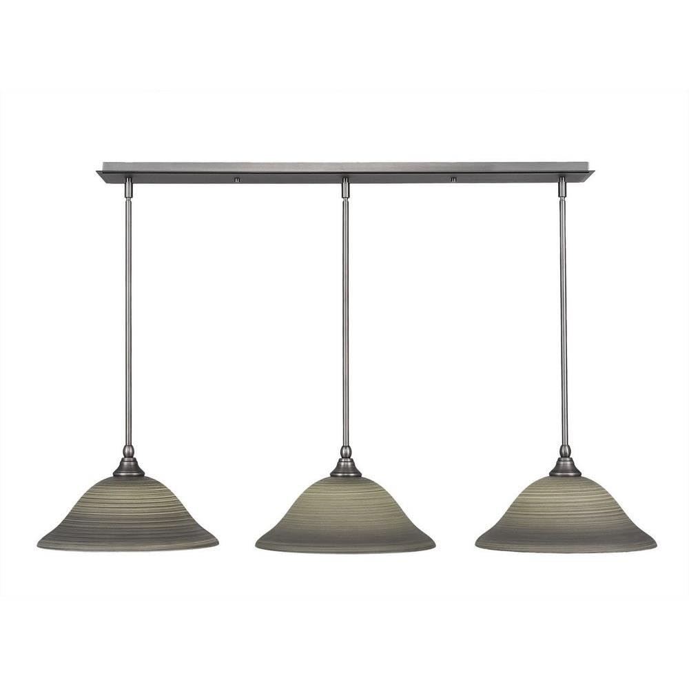 Toltec Lighting 3 Light Linear Pendalier In Brushed Nickel (36-Bn-604)