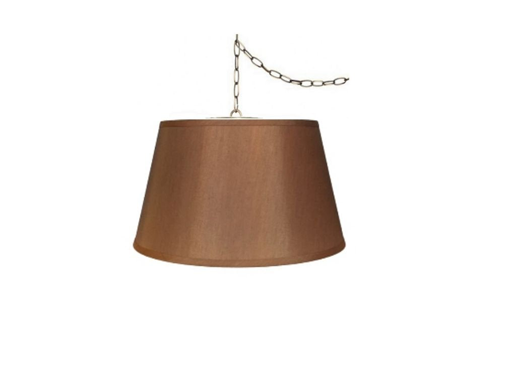 Upgradelights 19 Inch Bronze Swag Lamp Fixture Hanging Plug-in, Laminated Silk Type, Model ABStan
