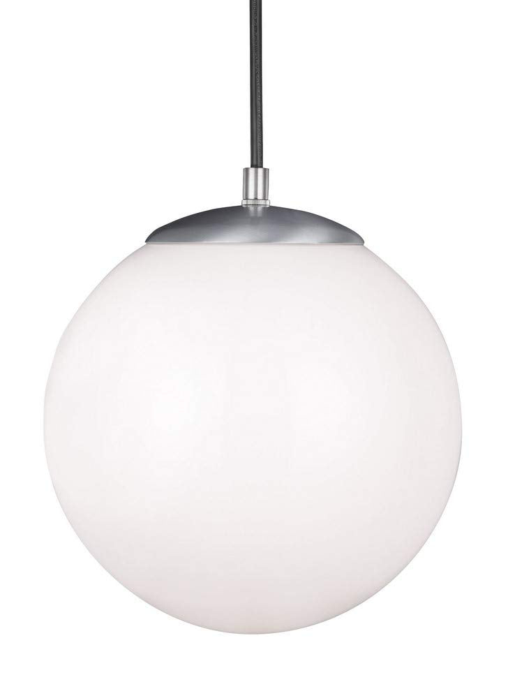 Sea Gull Lighting 6020-04 Leo Hanging Globe One-Light Pendant Hanging Modern Light Fixture, Satin Aluminum Finish
