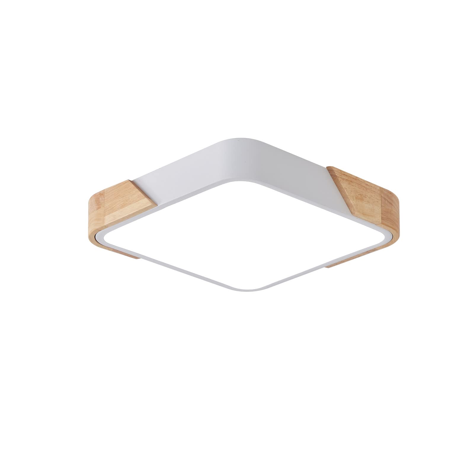 LuFun Ceiling Light Fixture, 24W LED Flush Mount, 12 Inch, Wood, Cool White 6500K, Model AMZ0042