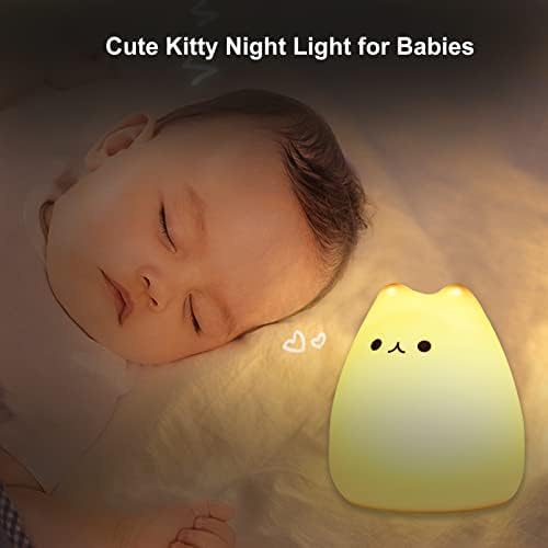 Zklili Cute Cat Lamp - Portable Silicone Night Light For Kids & Nursery Room Decor