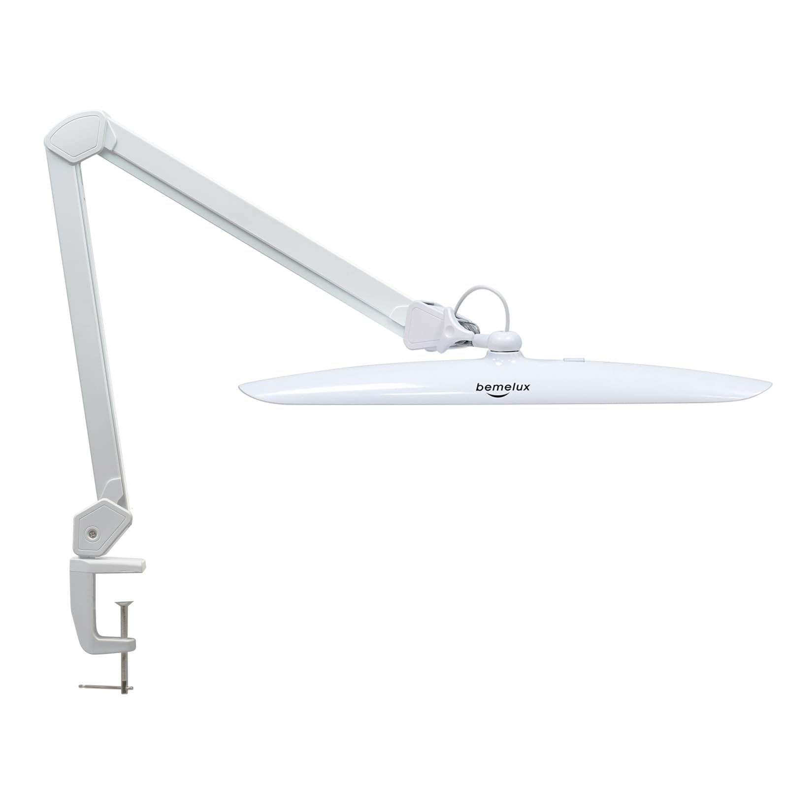 Bemelux 117Pcs Led Clamp Desk Lamp, 20 Inch Metal Swivel Arm With Protective Casing, 2200 Lumens, Dimmable Task Lamp For Reading, Office Work, Sewing, Study, And Crafts(White)