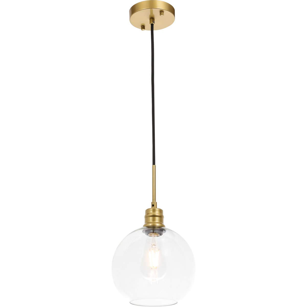Living District Indoor Modern Home Decorative Bright Ceiling Emett 1 Light Brass and Clear Glass Pendant