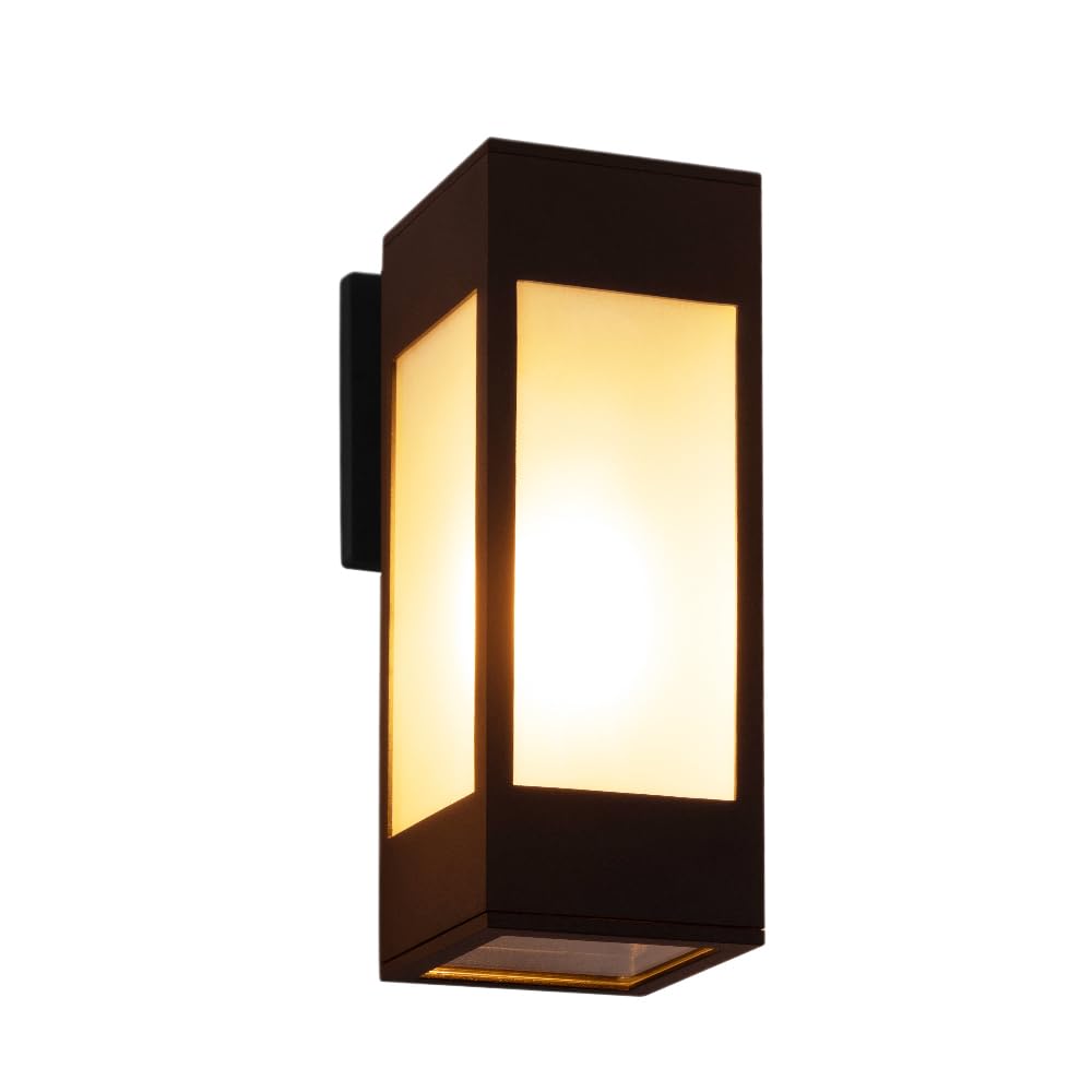 Cerdeco 10.75 Inches Outdoor Wall Light Modern Outdoor Wall Sconce,Aluminum Black Porch Sconce Wall Mounted Lighting with E26 So