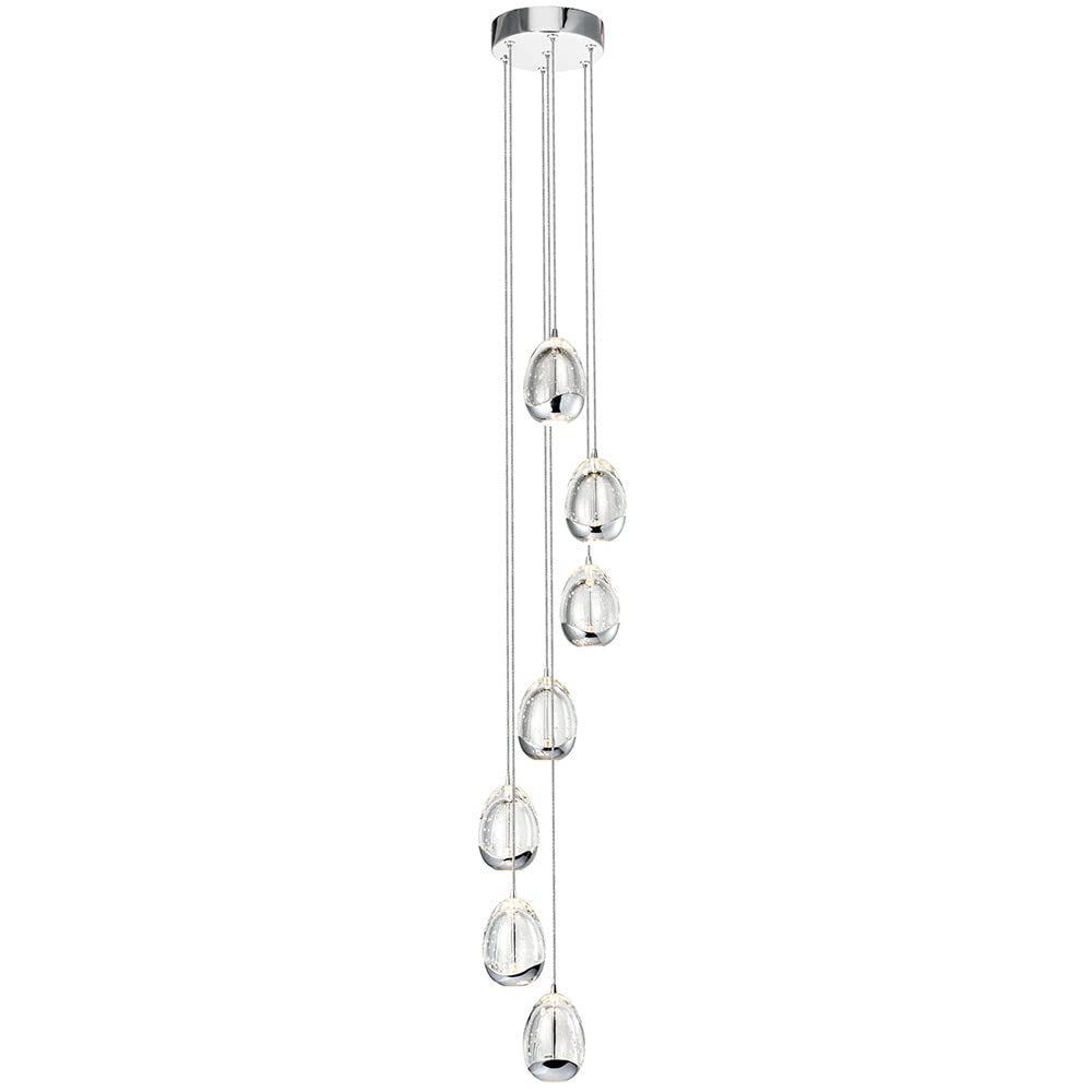 Vonn Venezia 7-Light Led Chandelier, Adjustable Height, Polished Chrome With Clear Glass Shades