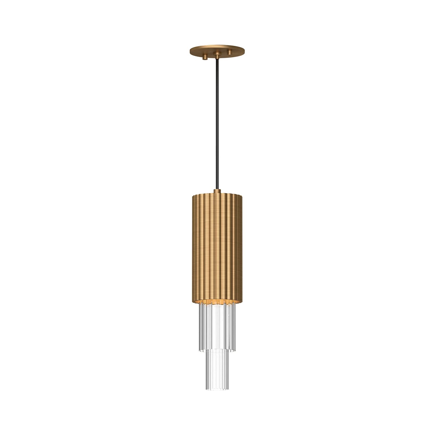Alora Mood PD502204AGCR Bordeaux Pendant, LED, Aged Gold/Clear Ribbed Glass
