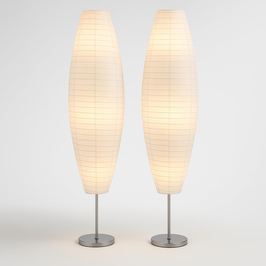 LIGHTACCENTS Paper Floor Lamp Set - 59 Inches Tall - White - 2 Pack - Model 26119-2PK-20