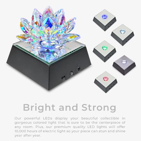 ASENTE 5 LED Illuminated Color Programmable Pedestal for Crystals & Glass Art - Mirror Top Lighted Stand Base for Crystal Displa