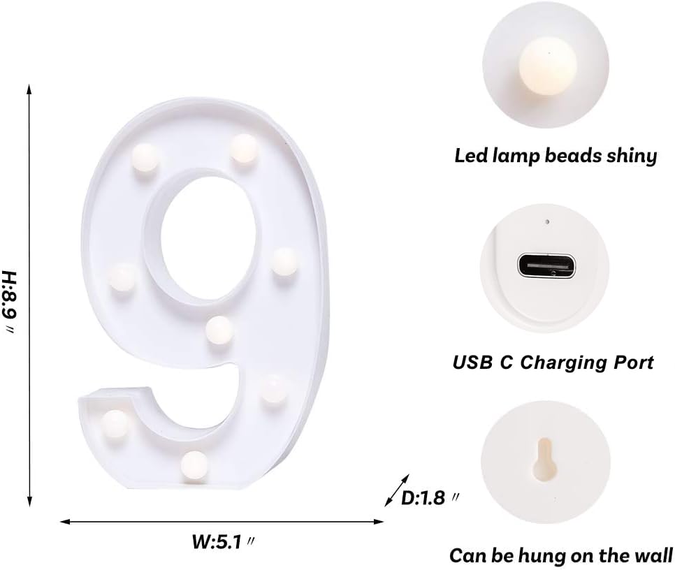 Foaky Rechargeable LED Letter Lights Sign Marquee Night Light for Parties, 9in, Warm-Rechargeable, Plastic