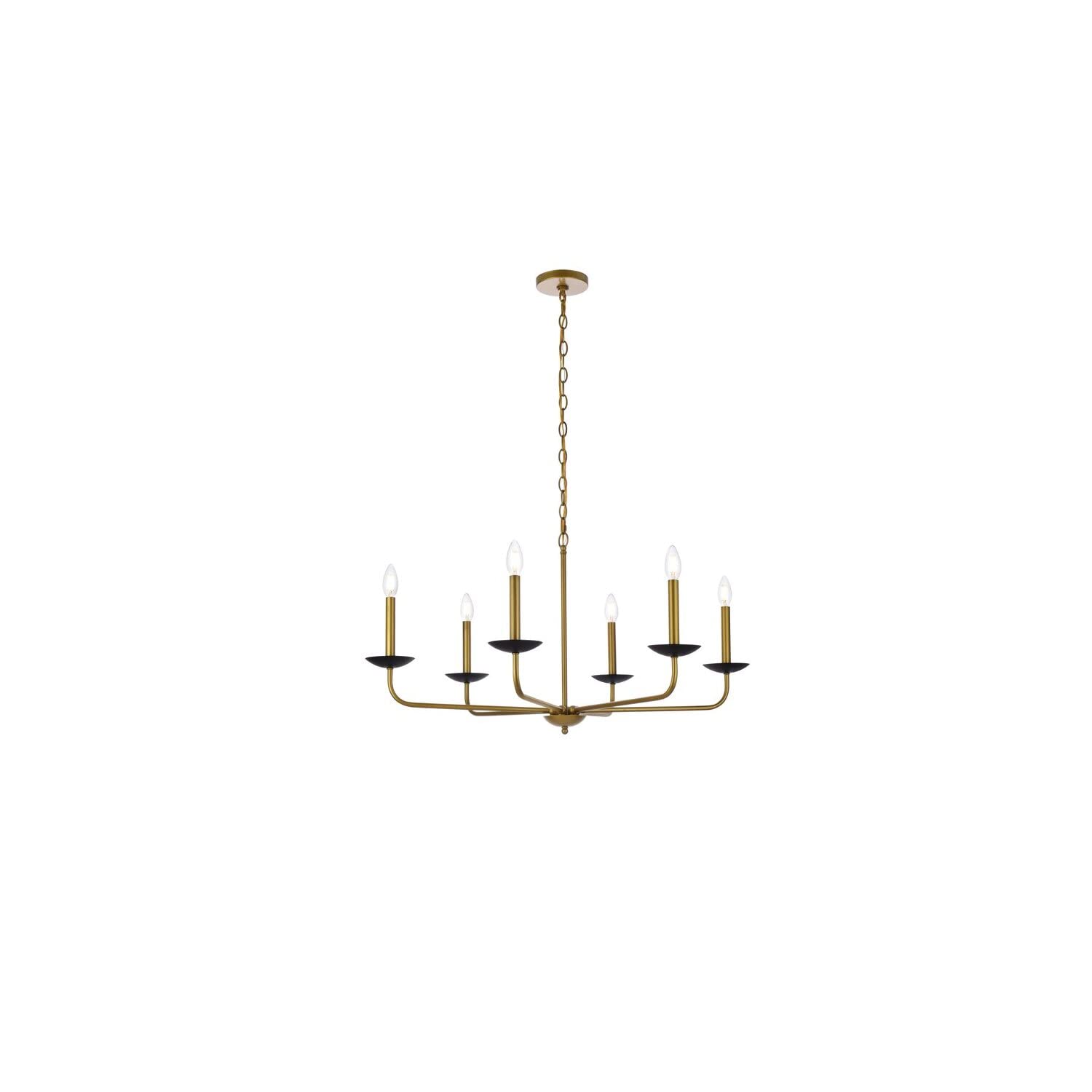 Living District Indoor Modern Home Decorative Bright Ceiling Cohen 36 inch Pendant in Black and Brass