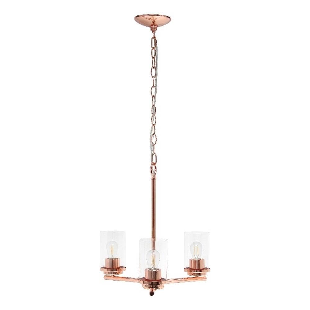 Elegant Designs 3-Light Pendant Chandelier, 15 Glass & Metal, Gold, Model Pt1018-Gld For Kitchen, Foyer, Dining Room